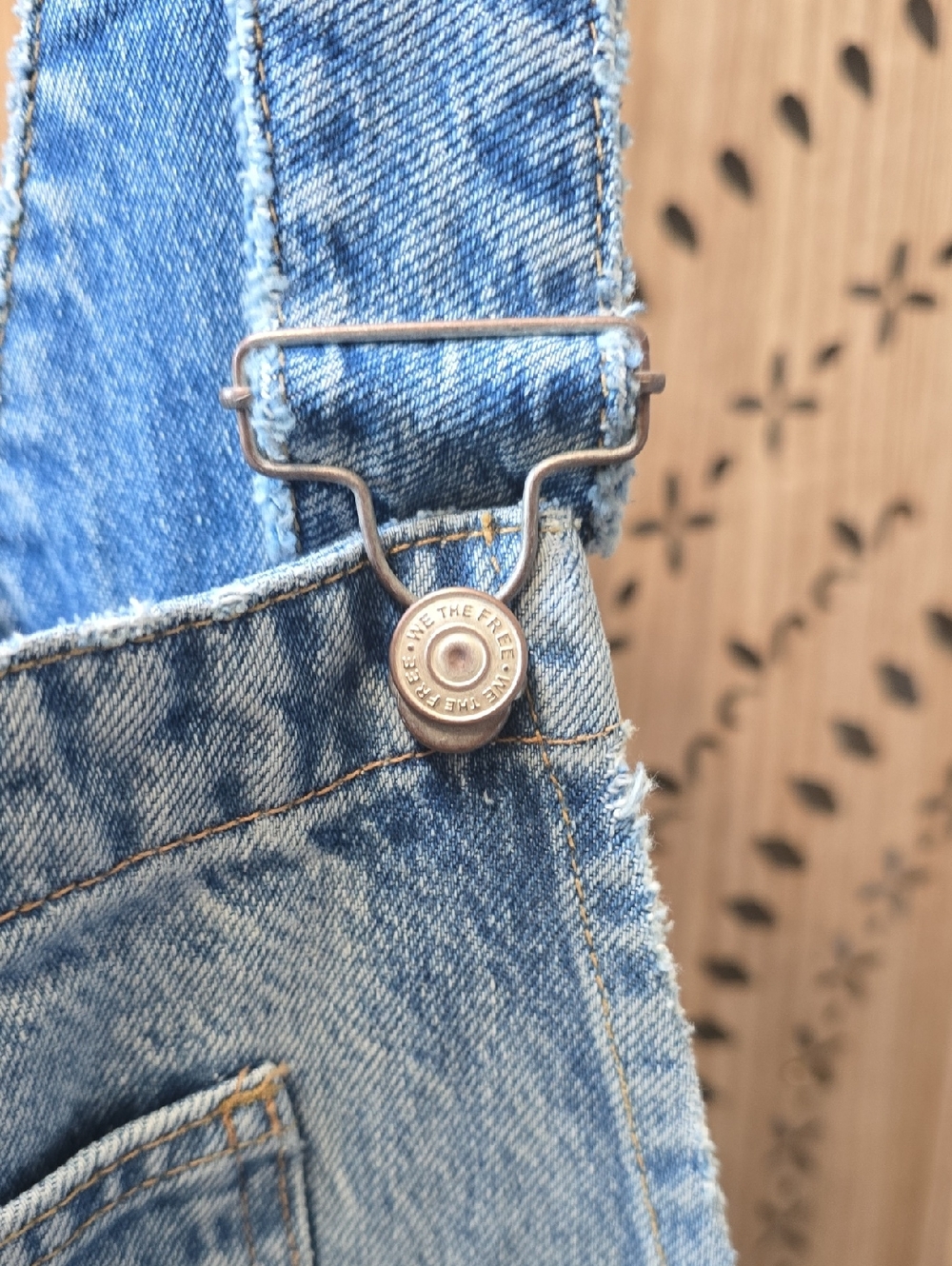 Free People Light Blue Distressed Denim Overalls - Picture 3 of 8